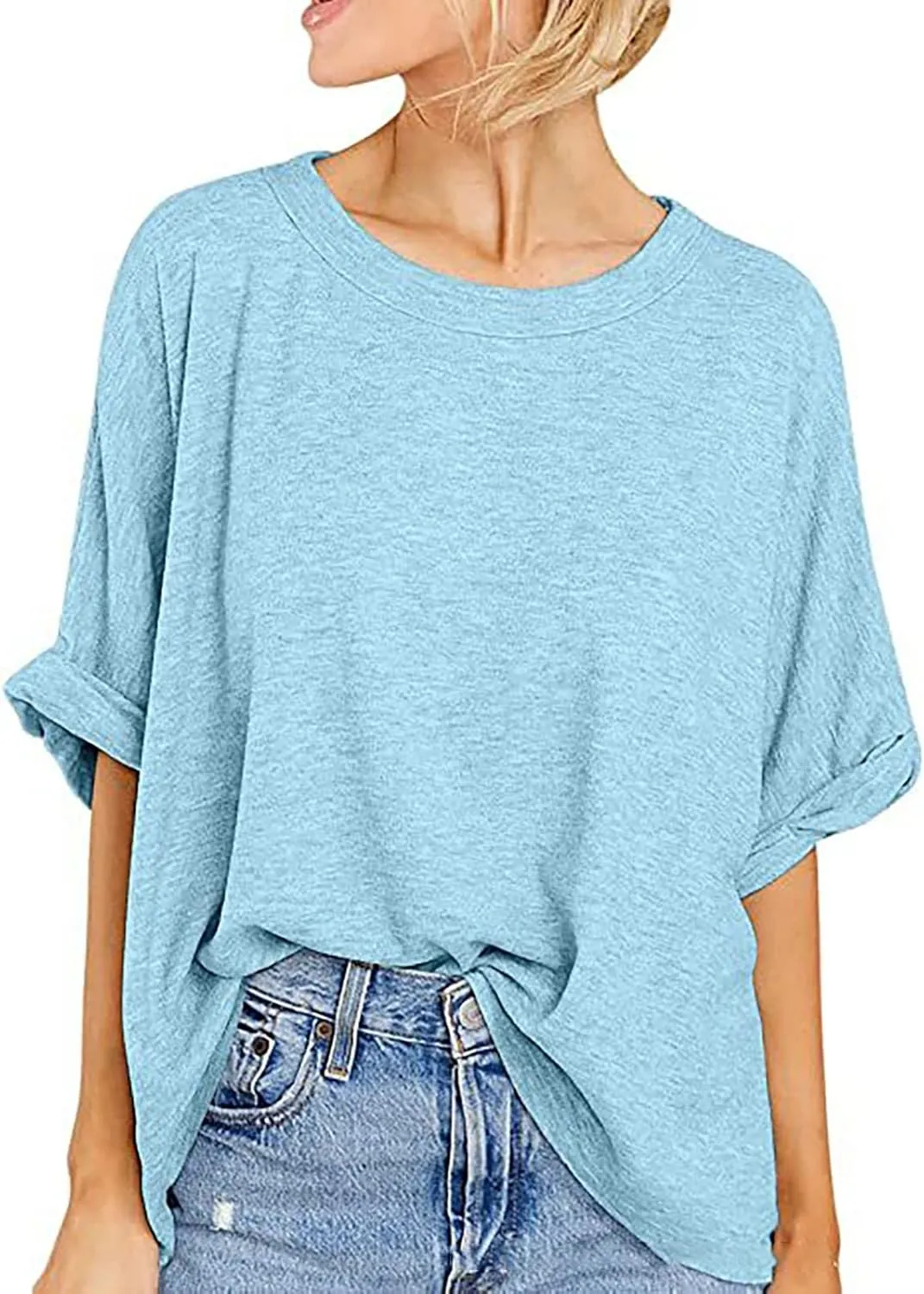 Oversized Tshirts Shirts for Women Loose Fit Workout Tops Casual Summer 2025 Trendy Plaid Tees Shirt