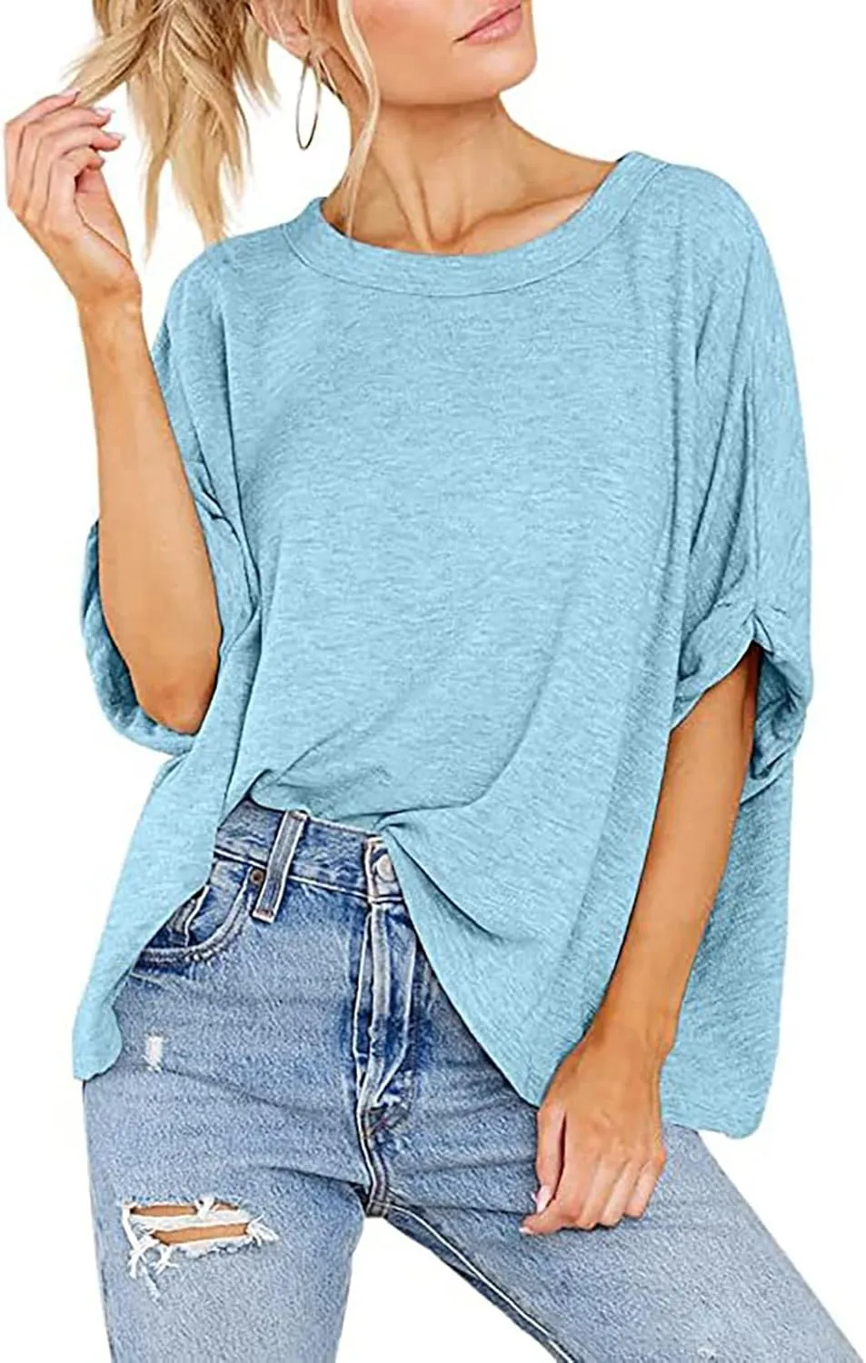 Oversized Tshirts Shirts for Women Loose Fit Workout Tops Casual Summer 2025 Trendy Plaid Tees Shirt