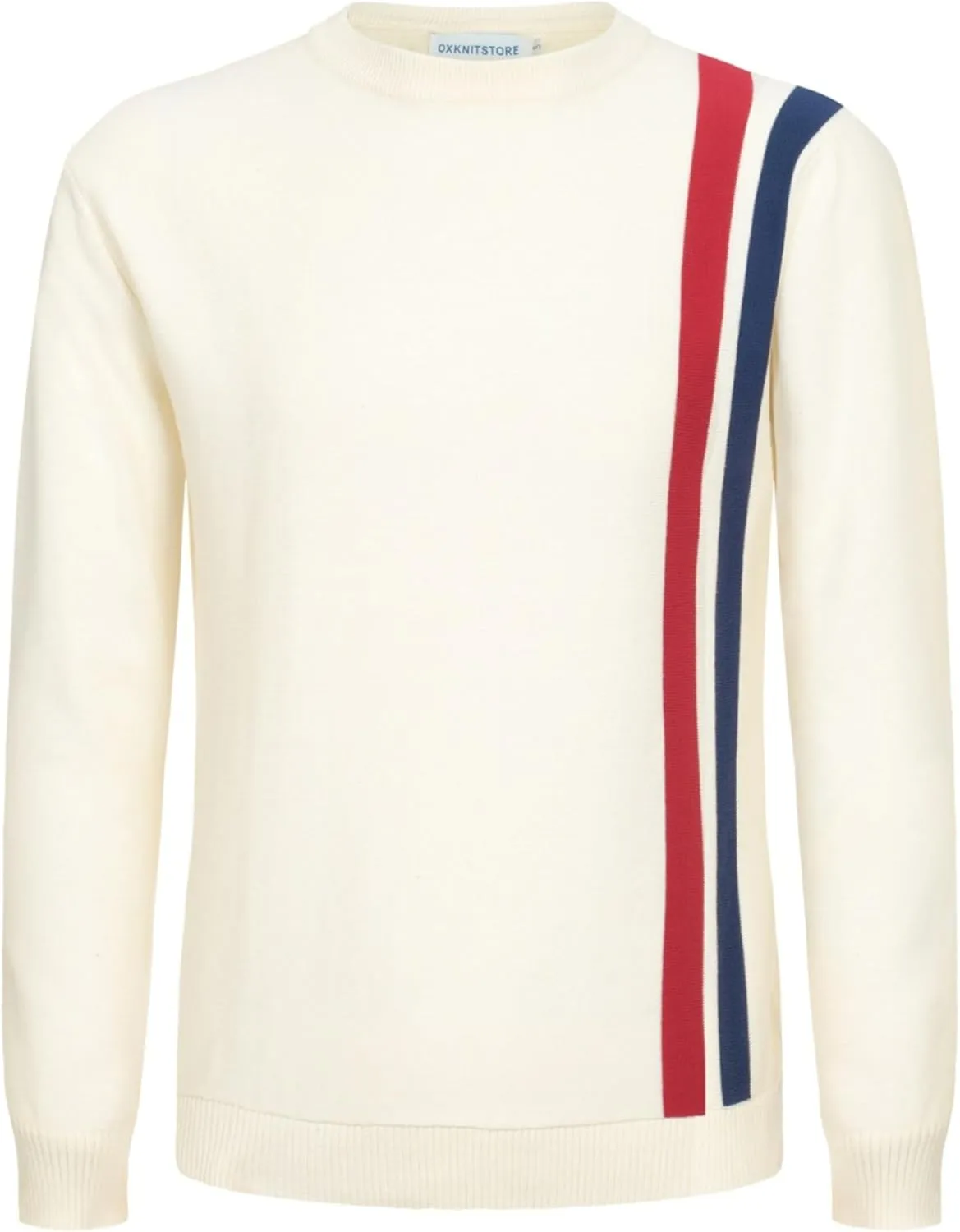 OXKNIT Men Shirt Long Sleeve Basic Knit Pullover Shirts White Crewneck Sweatshirts Casual Tops