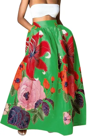 Pencil Skirt for Women Tummy Control High Waist Maxi Skirt Casual Loose Flowy Boho Party Long Women's Skirts with Pocket