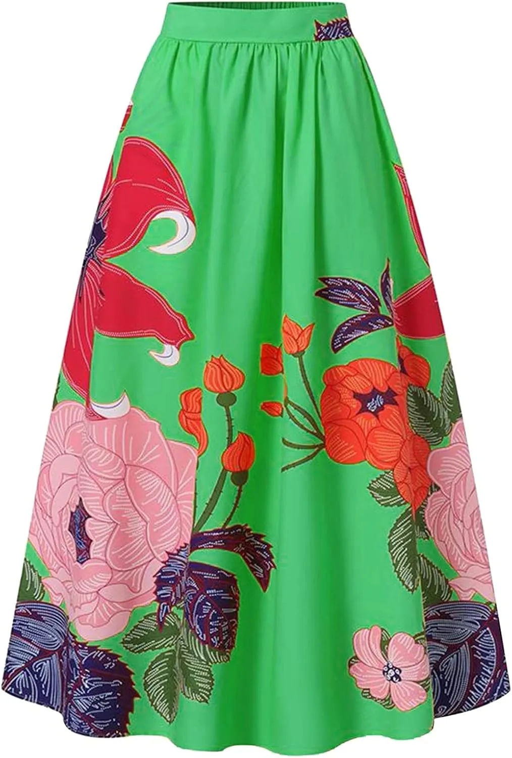 Pencil Skirt for Women Tummy Control High Waist Maxi Skirt Casual Loose Flowy Boho Party Long Women's Skirts with Pocket