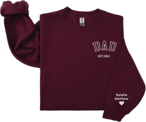 Personalized Dad Embroidered Sweatshirt, Customizable Sweatshirts for Men, Custom Sweatshirts for Men, Father's Birthday Gift Black