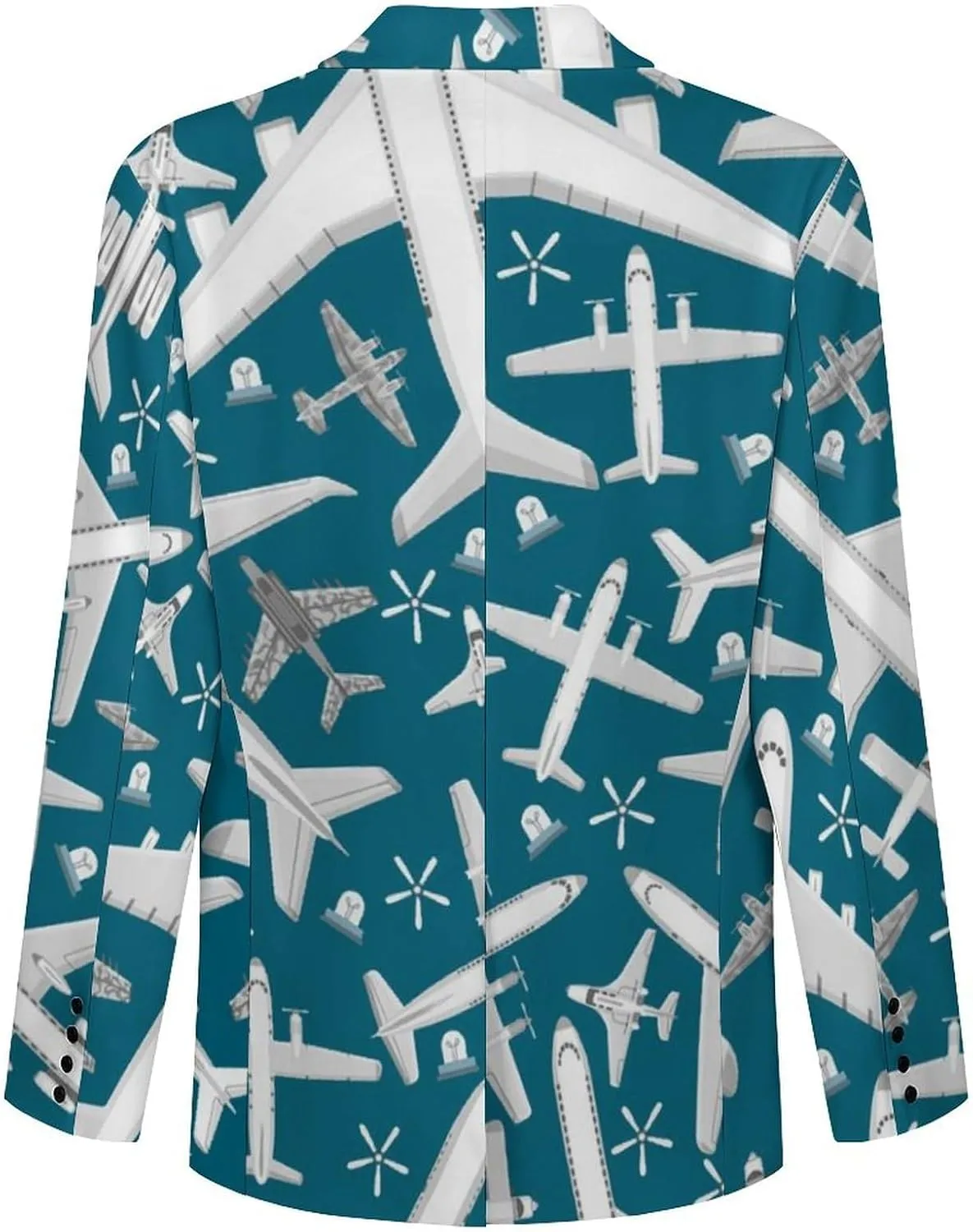 Plane Pattern Aircraft Airplane Jet Mens Blazer Suit Jacket Lightweight Slim Fit Casual Coat