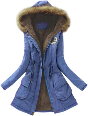 Plus Size Jacket for Women 2024 Winter Mid Length Thick Warm Lined Jacket Coat Warm Coat Hooded Jacket Slim Winter