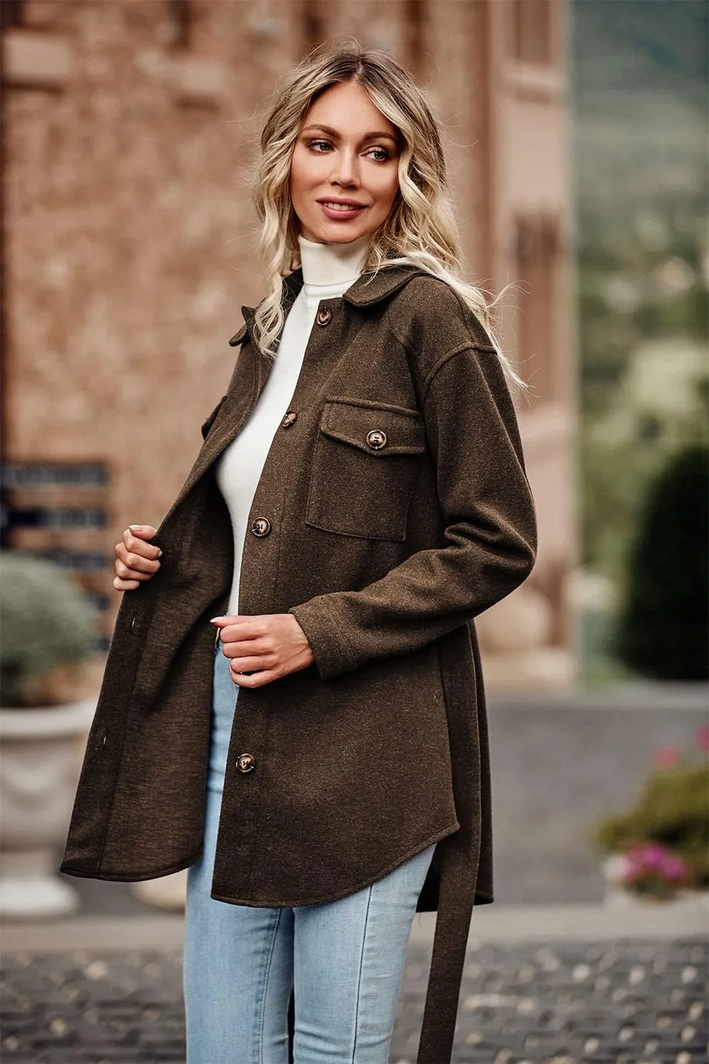 PRETTYGARDEN Women's Fall Fashion Winter Trench Coats Lapel Button Down Peacoat Belted Outerwear Casual Jackets