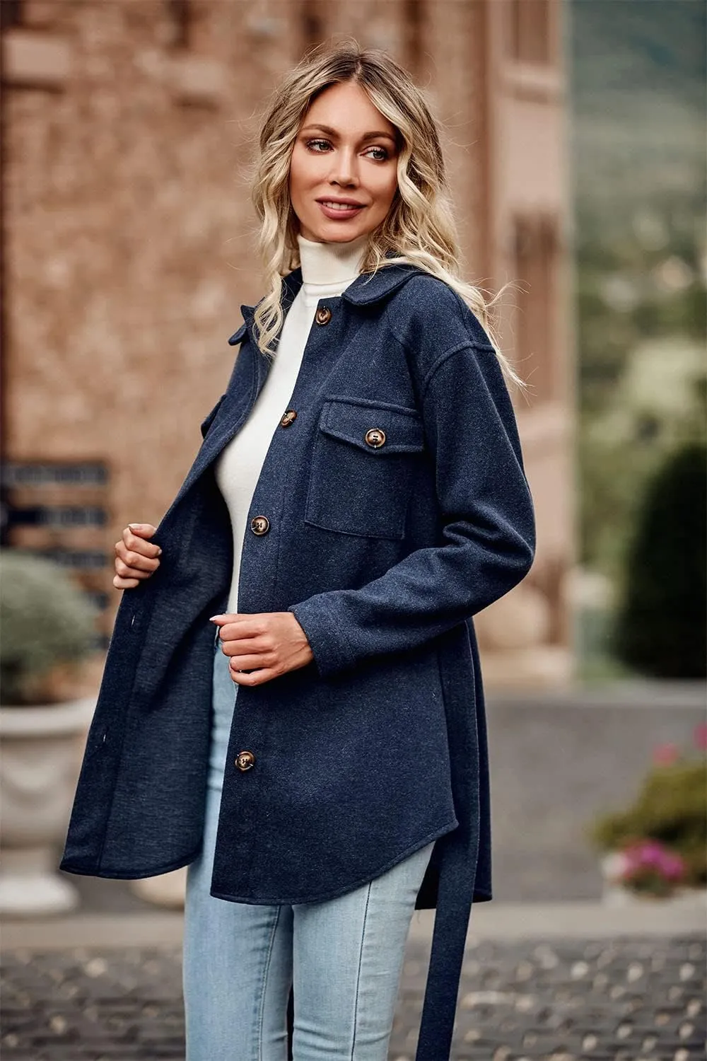 PRETTYGARDEN Women's Fall Fashion Winter Trench Coats Lapel Button Down Peacoat Belted Outerwear Casual Jackets