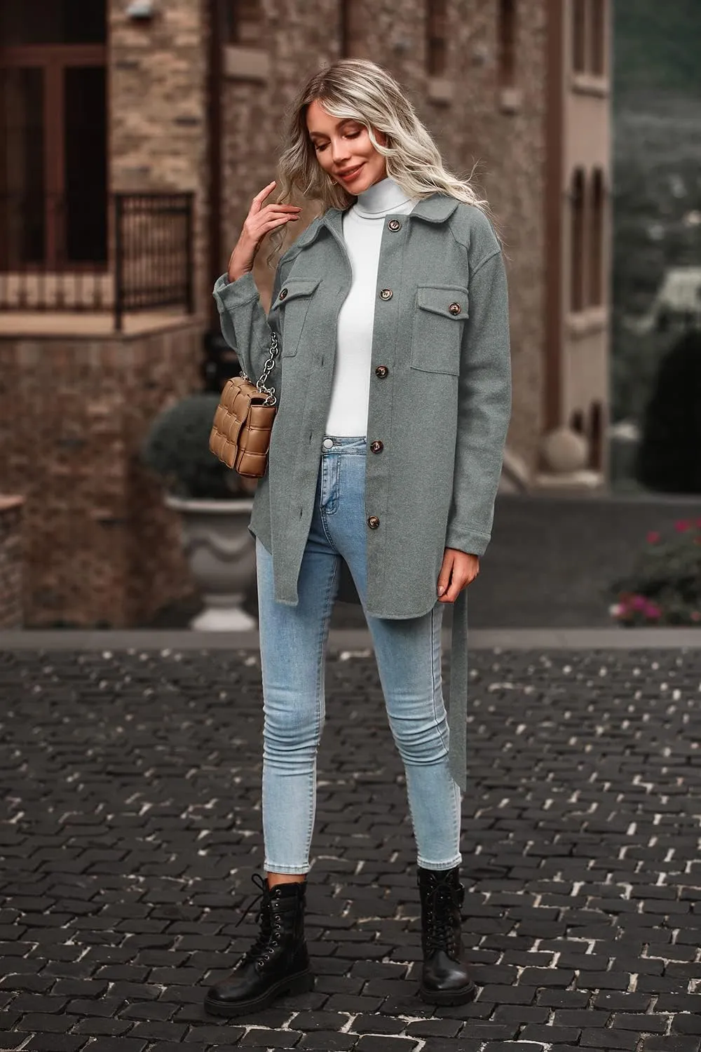 PRETTYGARDEN Women's Fall Fashion Winter Trench Coats Lapel Button Down Peacoat Belted Outerwear Casual Jackets
