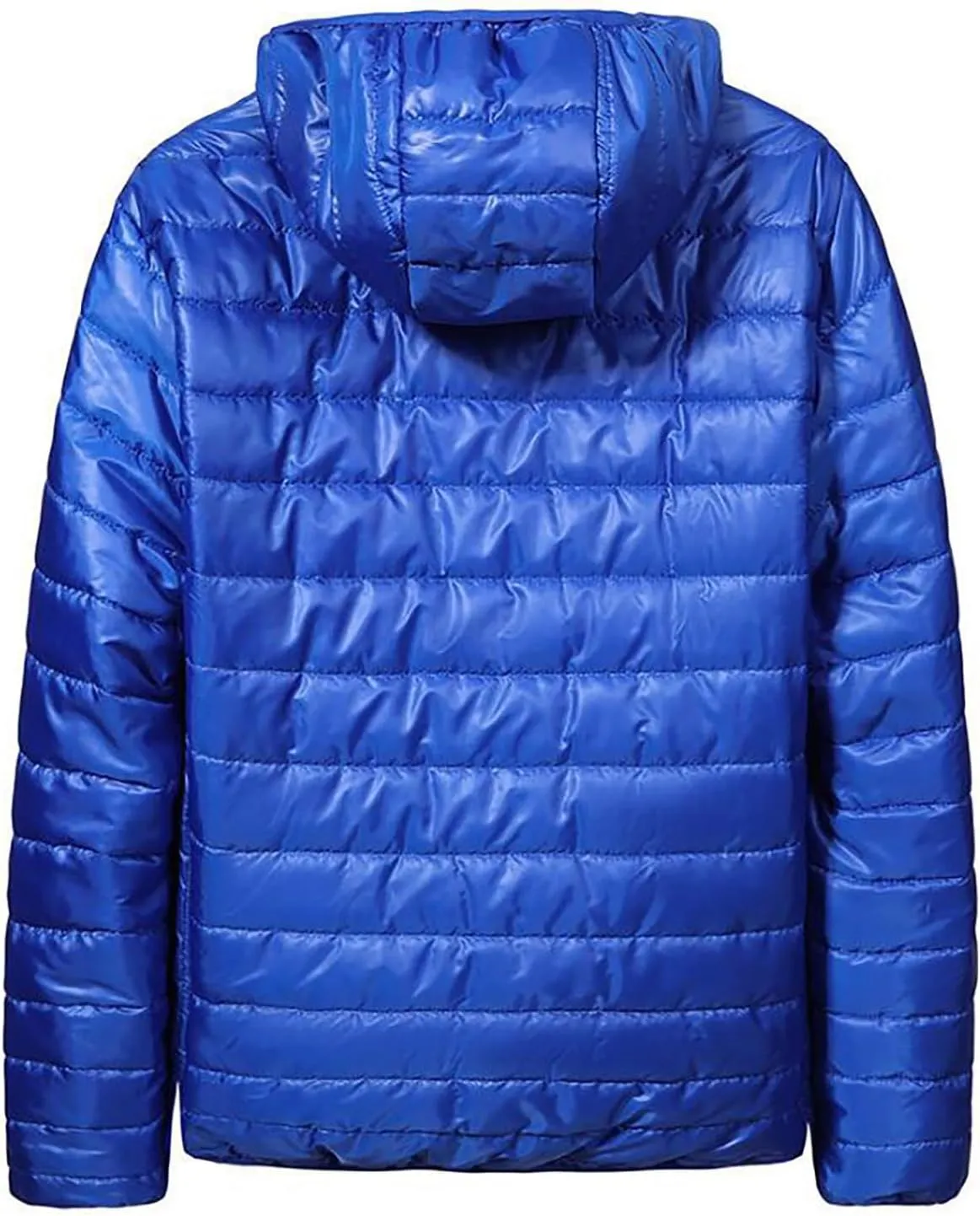 Puffer Jacket for Men Hoodie Warm Down Full Zip Jacket Lightweight Quilted Outwear Windproof Winter Puffer Coat
