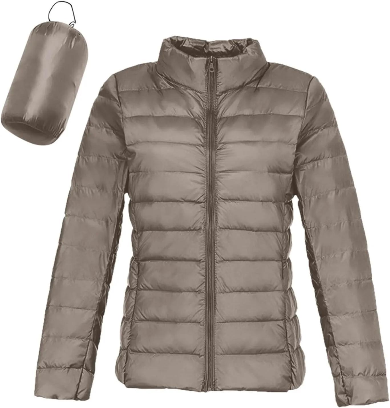 Puffer Jacket for Women Full-Zip Short Windproof Down Jacket Winter Thermal Lightweight Puffer Coat with Pockets