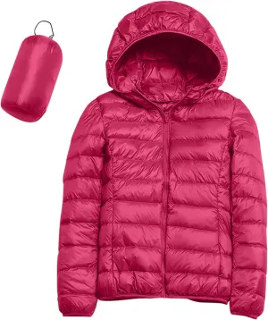 Puffer Jacket for Women Lightweight Solid Full Zip Down Jacket Quilted Windproof Outwear Puffer Coat with Pockets