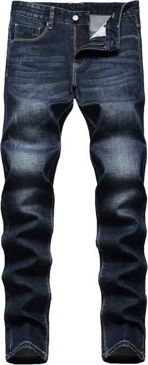 Qazel Vorrlon Men's Blue Skinny Jeans Stretch Washed Slim Fit Pencil Pants