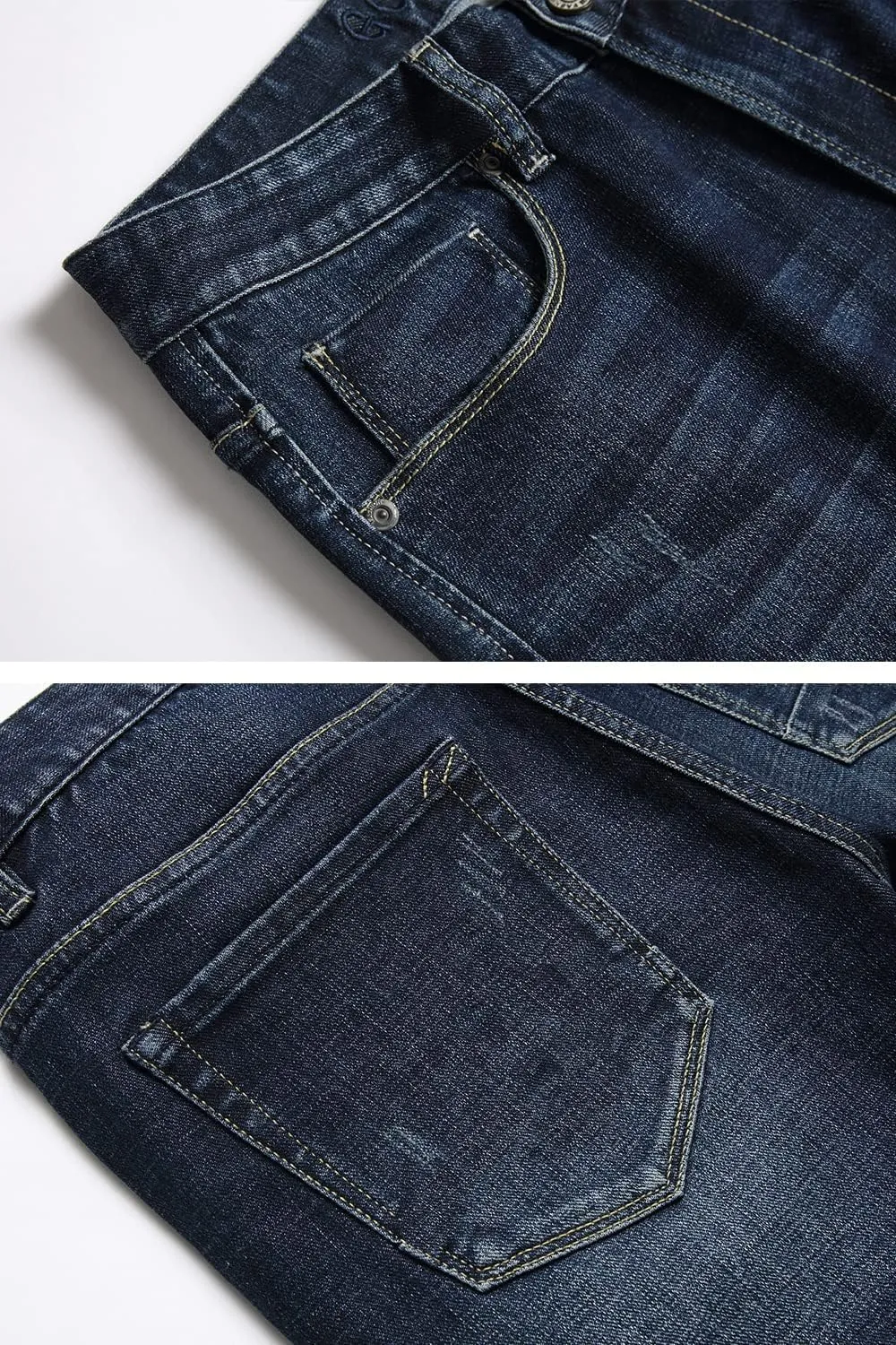 Qazel Vorrlon Men's Blue Skinny Jeans Stretch Washed Slim Fit Pencil Pants