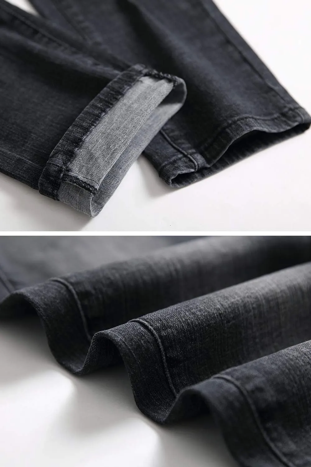 Qazel Vorrlon Men's Blue Skinny Jeans Stretch Washed Slim Fit Pencil Pants