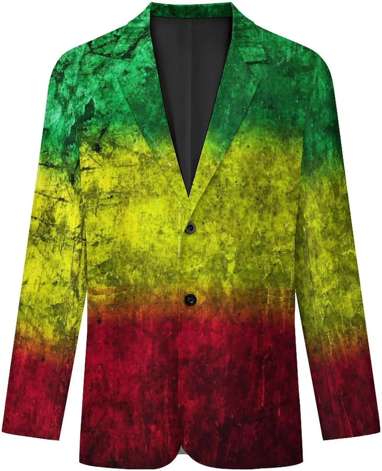 Red Yellow Green Rasta Flag Mens Blazer Suit Jacket Lightweight Slim Fit Casual Coat