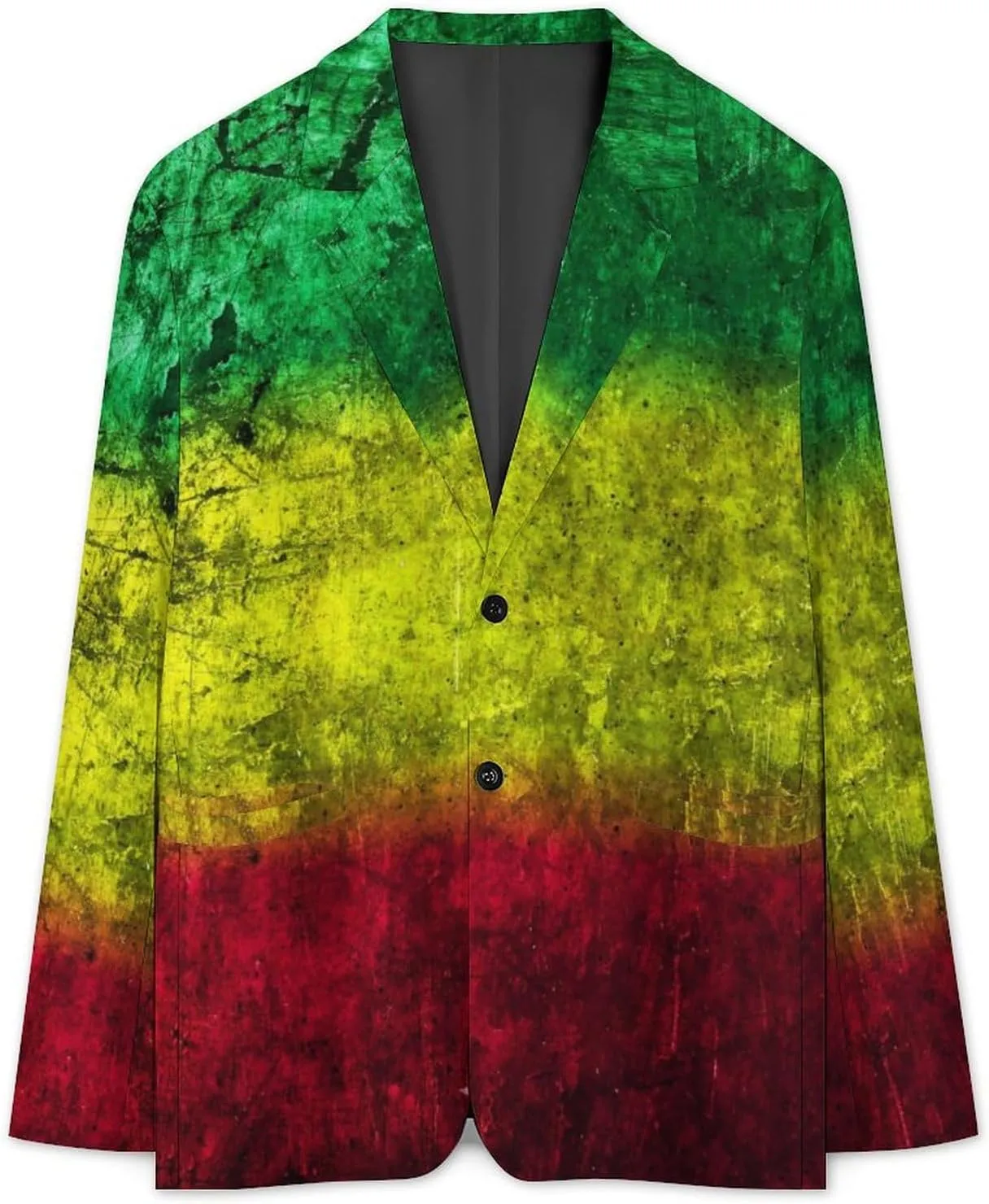 Red Yellow Green Rasta Flag Mens Blazer Suit Jacket Lightweight Slim Fit Casual Coat