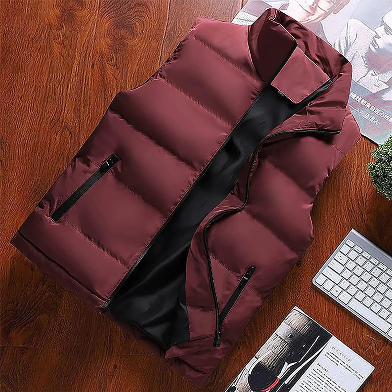 RTRDE Men's Light Puffer Jacket Down Alternative Vest Jacket Waterproof Winter Bubble Coats Puffy Jackets, L-5XL
