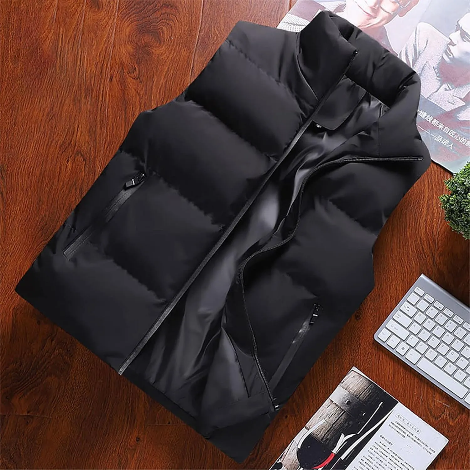 RTRDE Men's Light Puffer Jacket Down Alternative Vest Jacket Waterproof Winter Bubble Coats Puffy Jackets, L-5XL