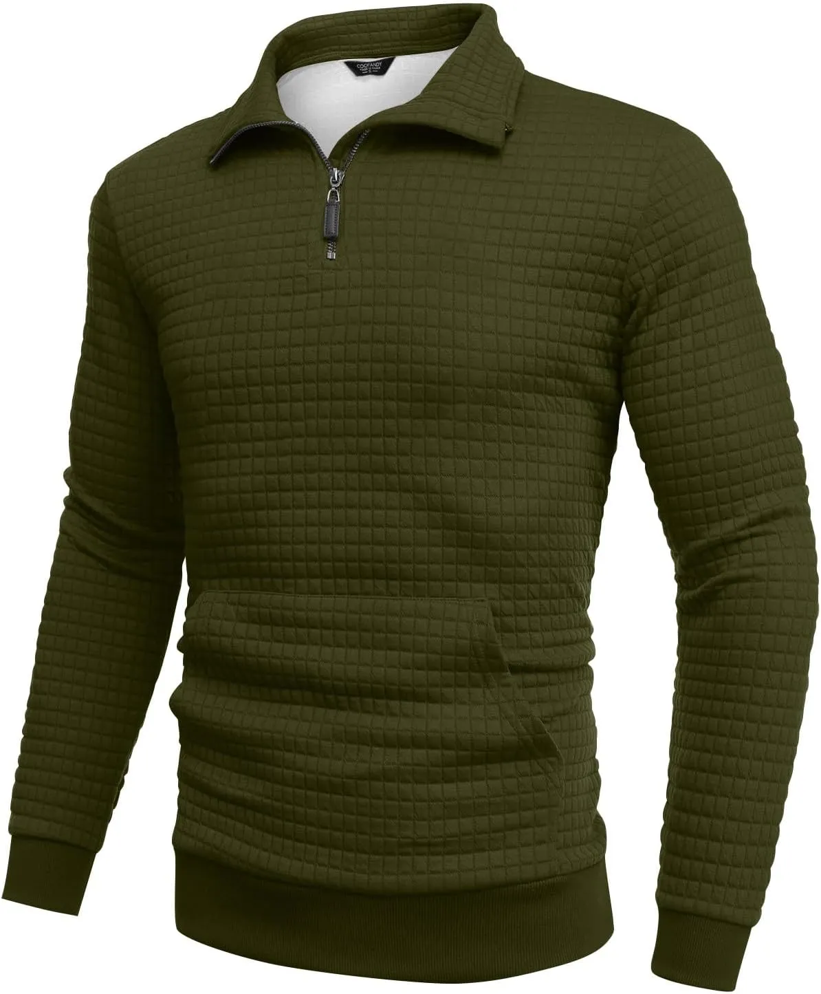 RTRDE Men's Sweatshirts Fashion Quarter Zip Sweatshirt Long Sleeve Solid Plaid Jacquard Pullovers Sweatshirts, S-4XL