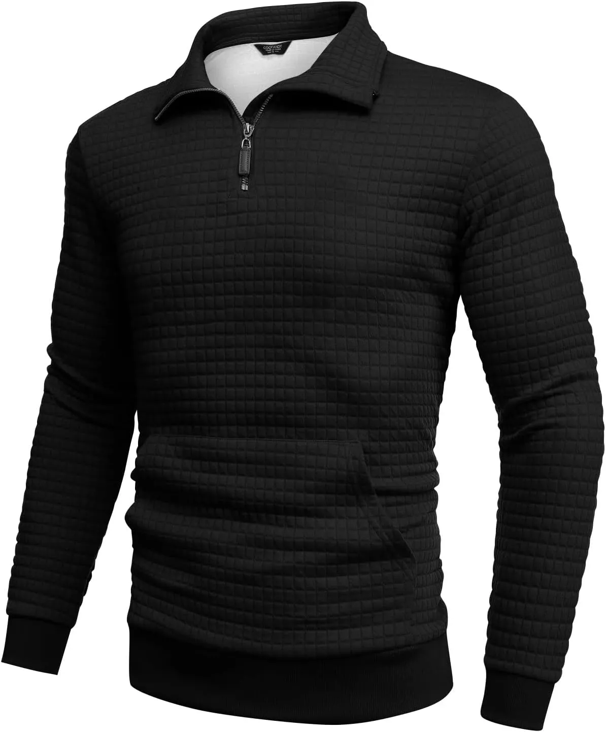 RTRDE Men's Sweatshirts Fashion Quarter Zip Sweatshirt Long Sleeve Solid Plaid Jacquard Pullovers Sweatshirts, S-4XL