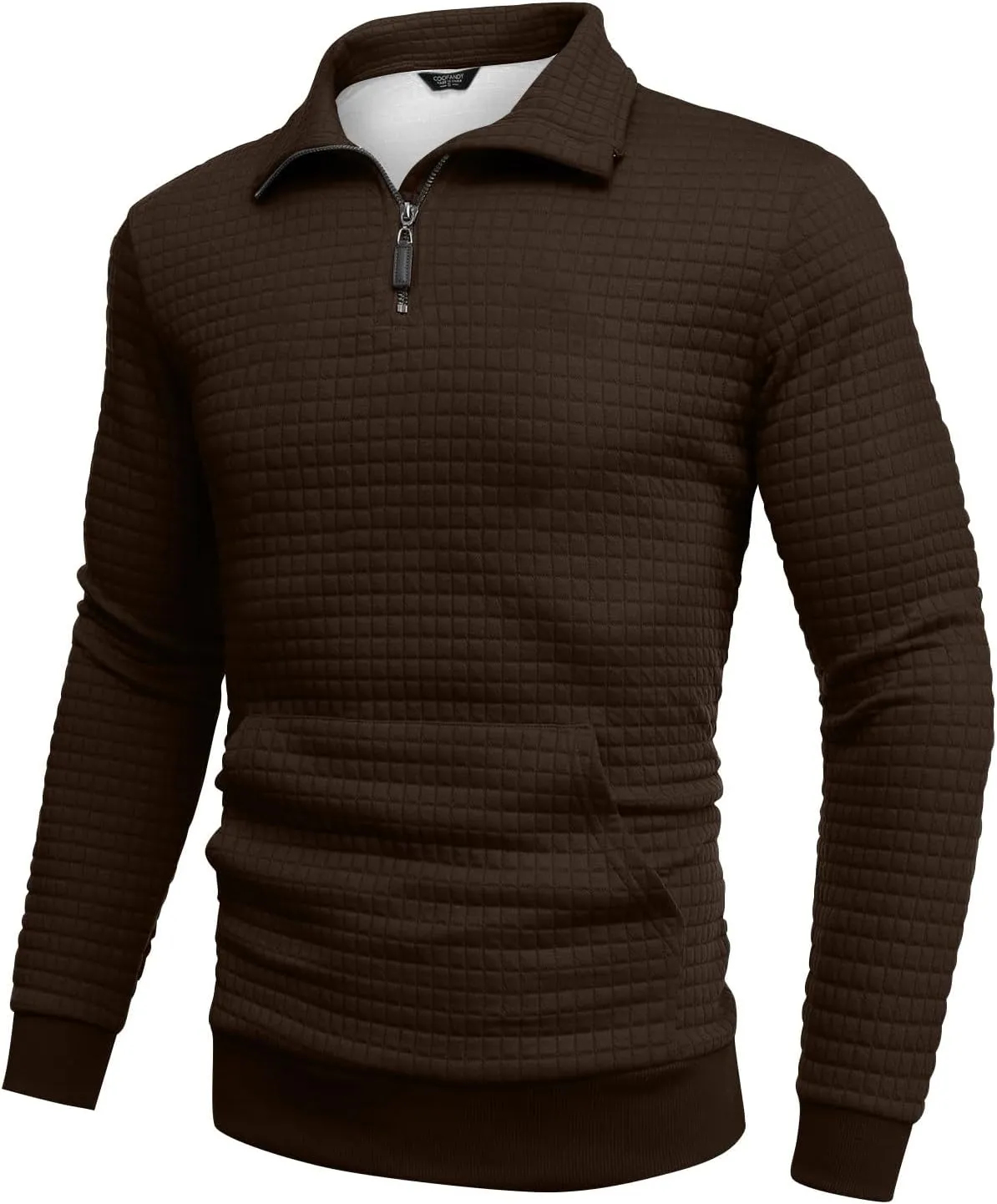 RTRDE Men's Sweatshirts Fashion Quarter Zip Sweatshirt Long Sleeve Solid Plaid Jacquard Pullovers Sweatshirts, S-4XL