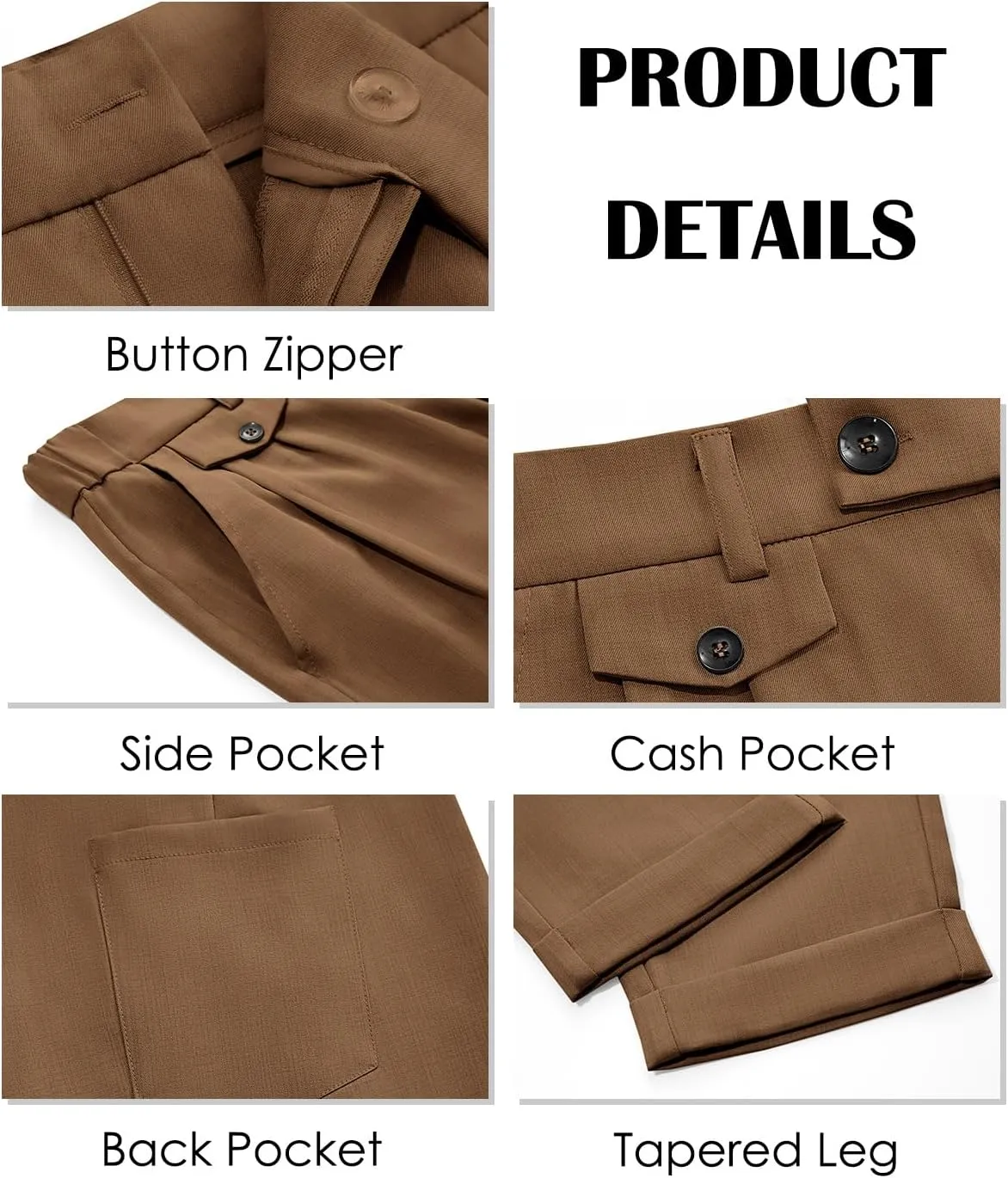 Runcati Mens Slim Fit Dress Pants Pleated Front Skinny Stretch Business Suit Trousers Classic Tapered Work Slacks