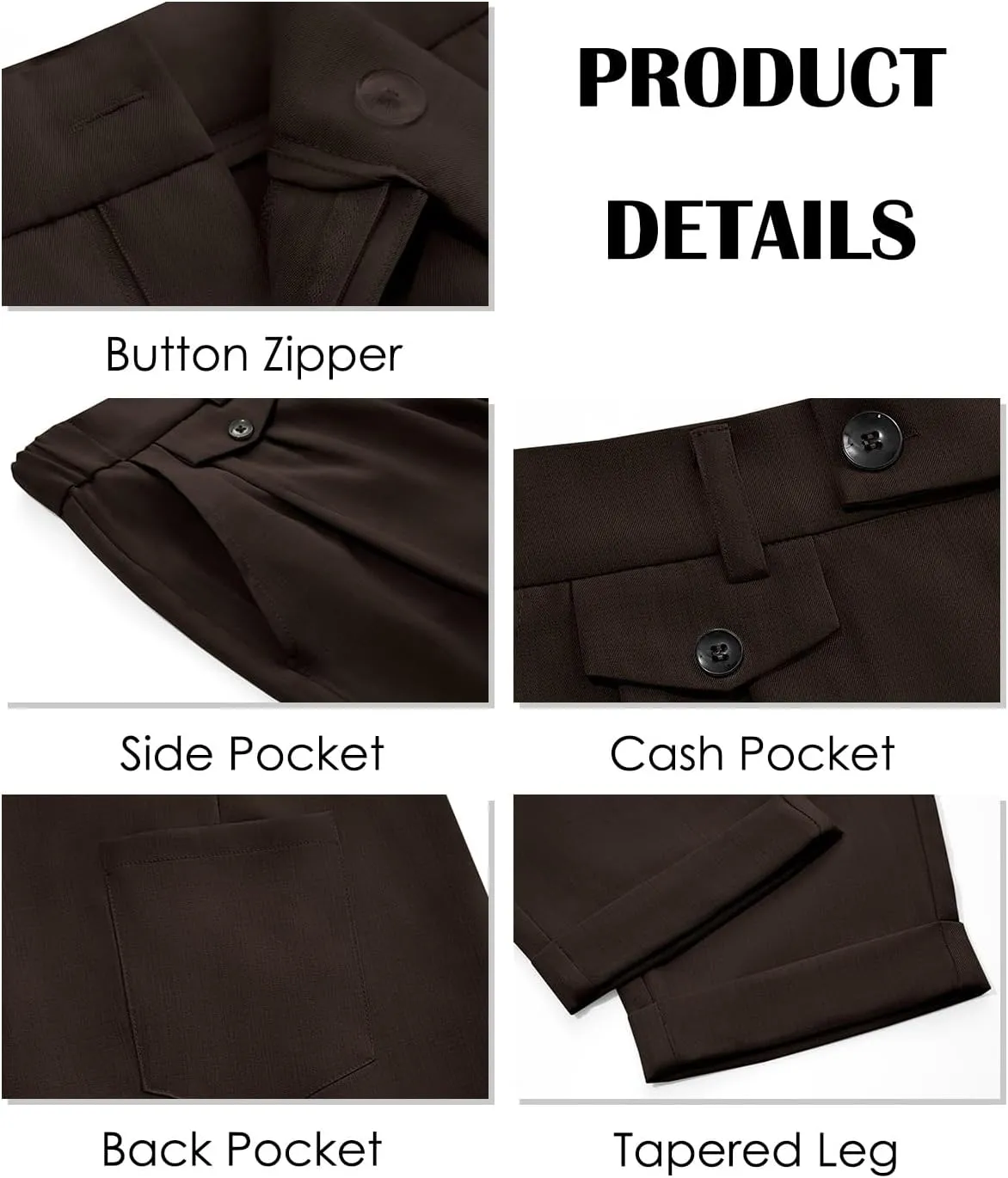 Runcati Mens Slim Fit Dress Pants Pleated Front Skinny Stretch Business Suit Trousers Classic Tapered Work Slacks