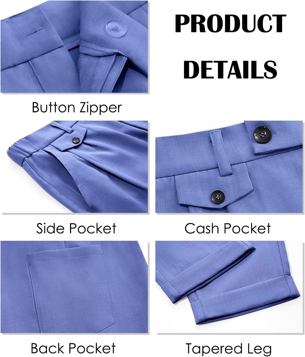 Runcati Mens Slim Fit Dress Pants Pleated Front Skinny Stretch Business Suit Trousers Classic Tapered Work Slacks