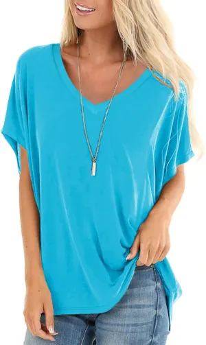 SAMPEEL Womens Summer Dolman Sleeve V Neck Casual Tops Tshirts