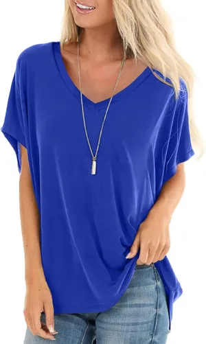 SAMPEEL Womens Summer Dolman Sleeve V Neck Casual Tops Tshirts