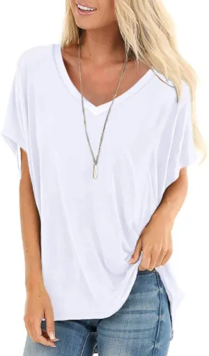 SAMPEEL Womens Summer Dolman Sleeve V Neck Casual Tops Tshirts