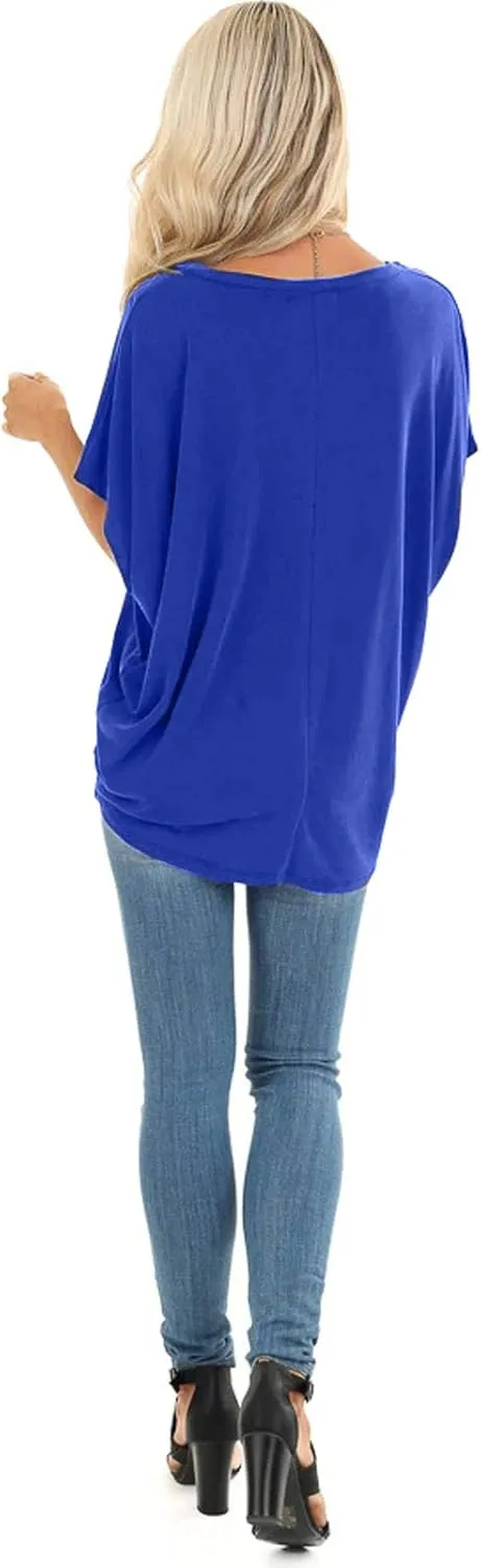 SAMPEEL Womens Summer Dolman Sleeve V Neck Casual Tops Tshirts