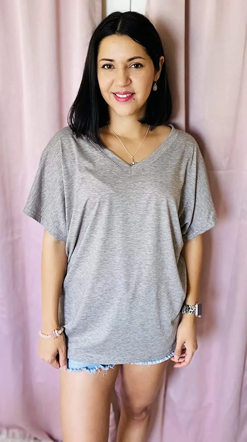 SAMPEEL Womens Summer Dolman Sleeve V Neck Casual Tops Tshirts