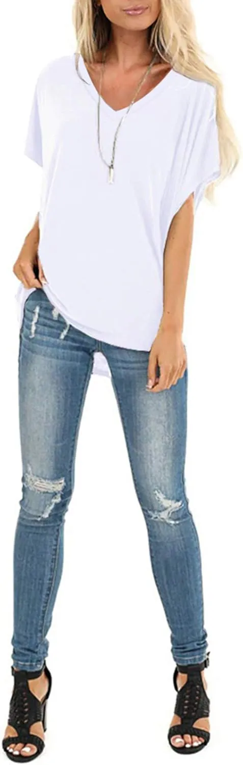 SAMPEEL Womens Summer Dolman Sleeve V Neck Casual Tops Tshirts