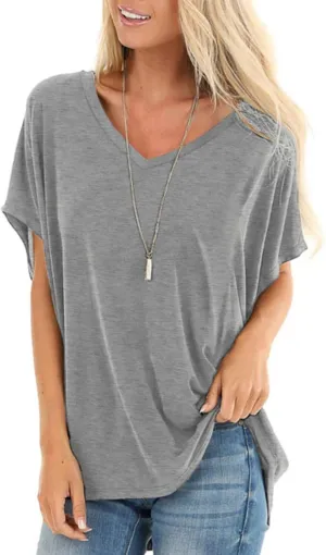 SAMPEEL Womens Summer Dolman Sleeve V Neck Casual Tops Tshirts