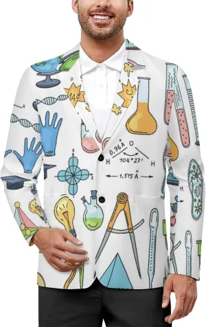 Science Or Chemistry Elements Mens Blazer Suit Jacket Lightweight Slim Fit Casual Coat
