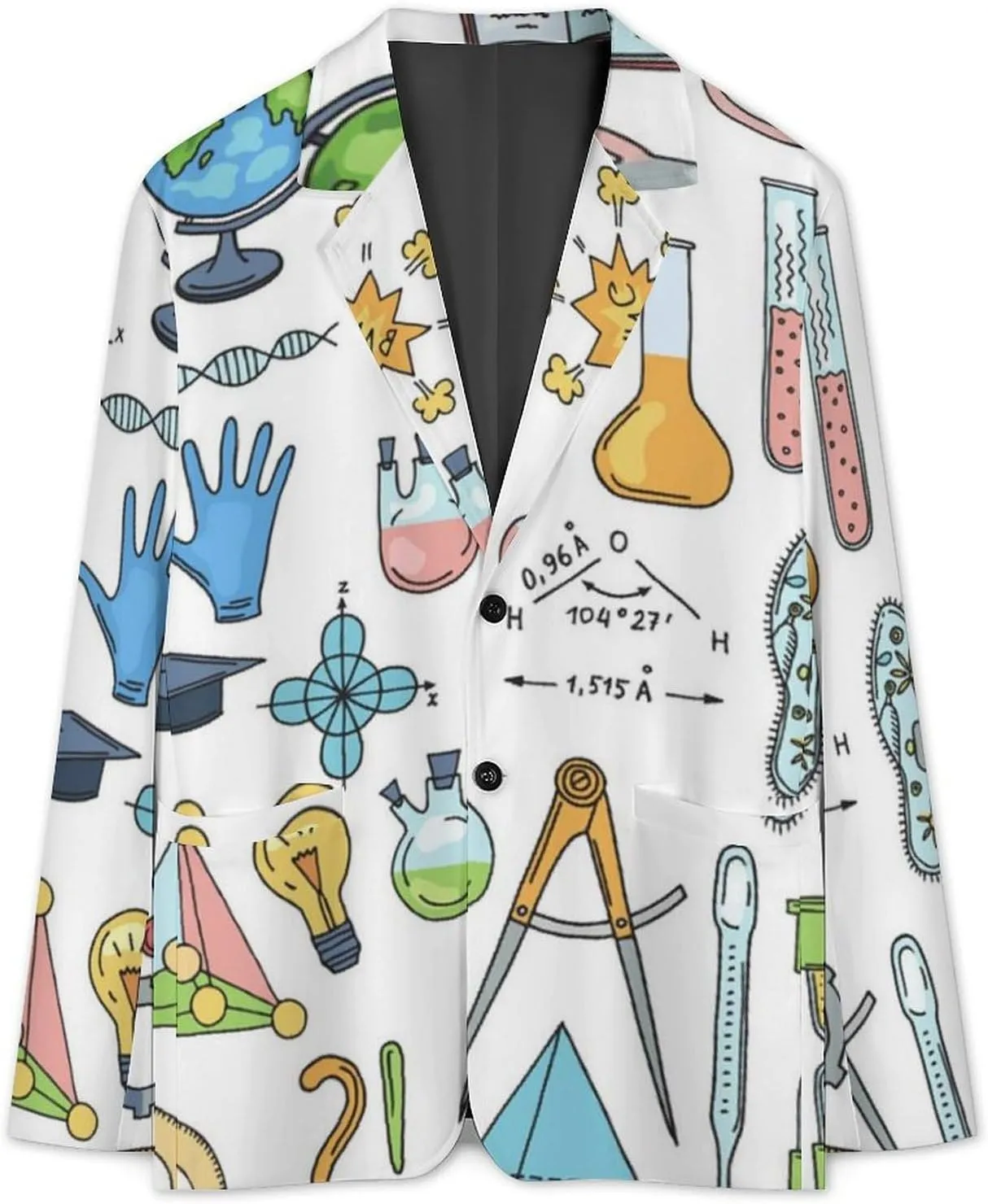 Science Or Chemistry Elements Mens Blazer Suit Jacket Lightweight Slim Fit Casual Coat
