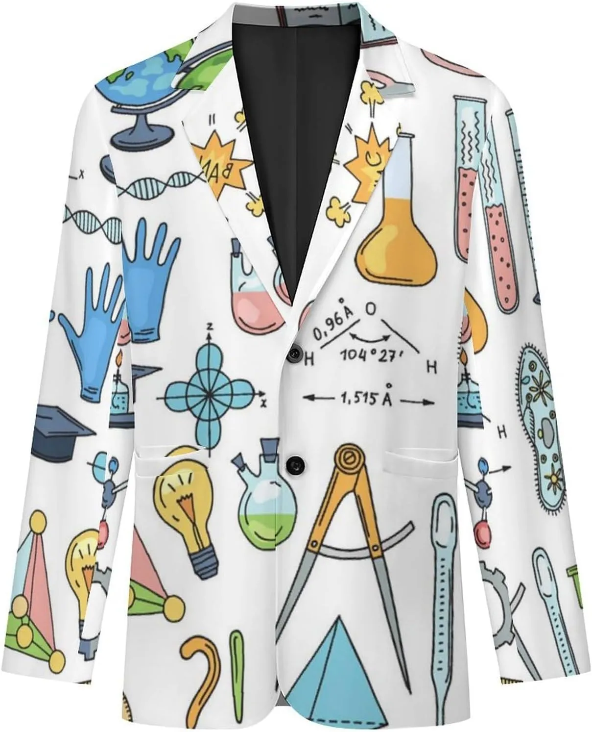 Science Or Chemistry Elements Mens Blazer Suit Jacket Lightweight Slim Fit Casual Coat