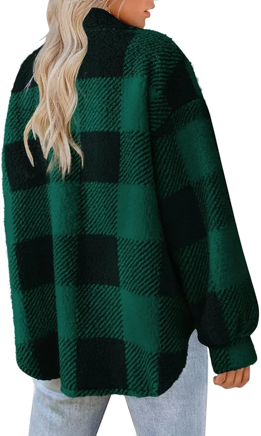 SHAOBGE Womens Plaid Shacket Fall Jacket Fleece Lined Button Down Peacoats Plaid Lapel Casual Coats Y2K Shirt Jackets 2023