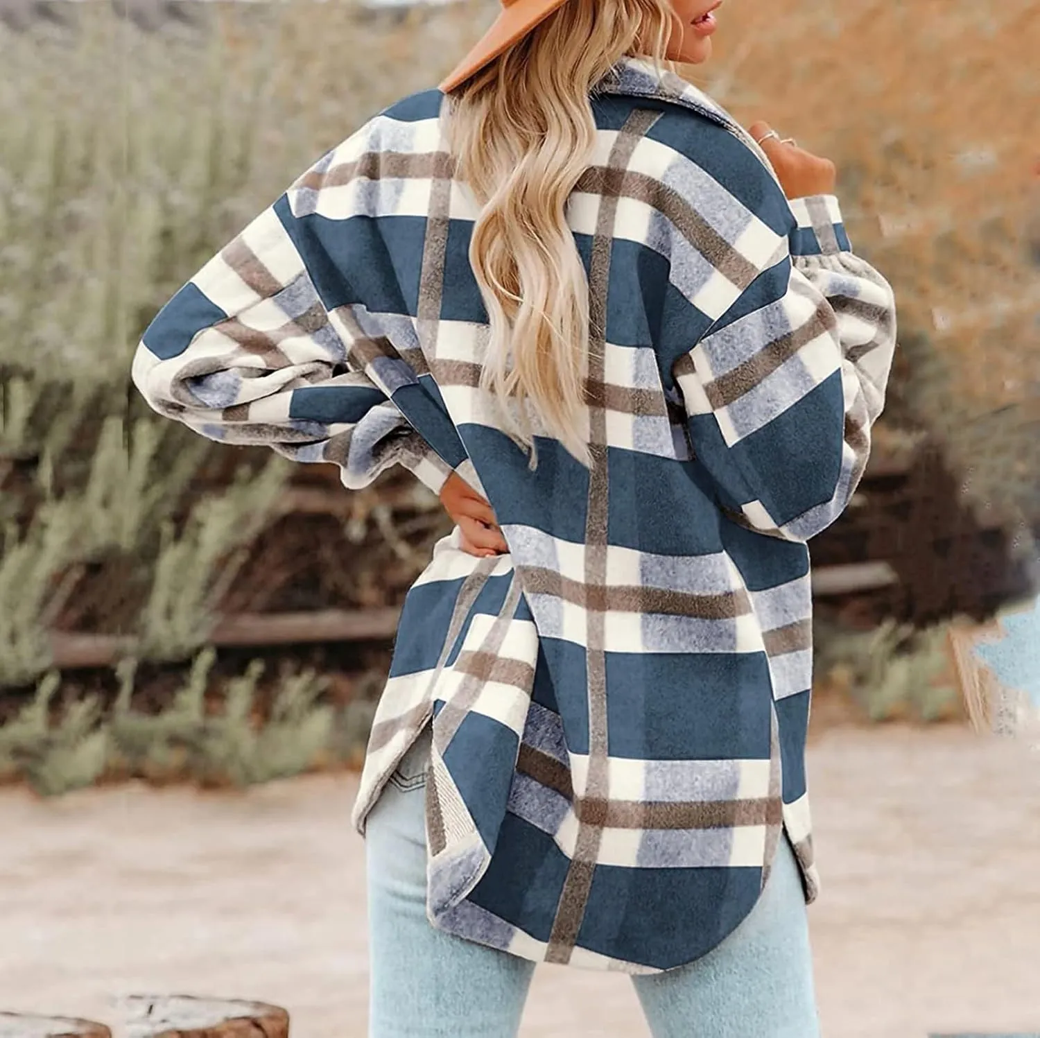 SHAOBGE Womens Plaid Shacket Fall Jacket Fleece Lined Button Down Peacoats Plaid Lapel Casual Coats Y2K Shirt Jackets 2023
