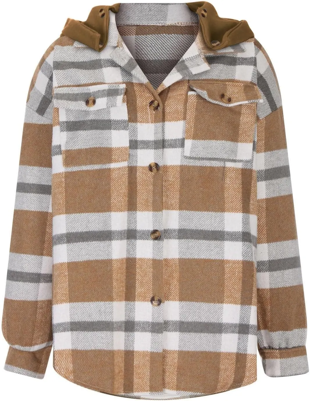 SHAOBGE Womens Plaid Shacket Fall Jacket Fleece Lined Button Down Peacoats Plaid Lapel Casual Coats Y2K Shirt Jackets 2023