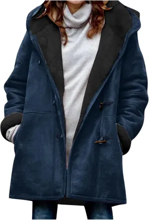 Sherpa Jacket for Women 2024 Winter Warm Coat Fleece Lined Coat Mid Length Winter Jacket Plus Size Sherpa Outwear
