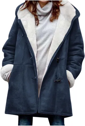 Sherpa Jacket for Women 2024 Winter Warm Coat Fleece Lined Coat Mid Length Winter Jacket Plus Size Sherpa Outwear