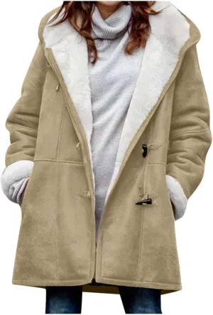 Sherpa Jacket for Women 2024 Winter Warm Coat Fleece Lined Coat Mid Length Winter Jacket Plus Size Sherpa Outwear