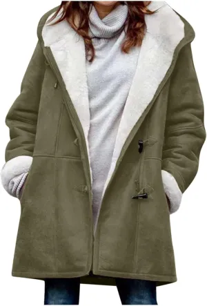 Sherpa Jacket for Women 2024 Winter Warm Coat Fleece Lined Coat Mid Length Winter Jacket Plus Size Sherpa Outwear
