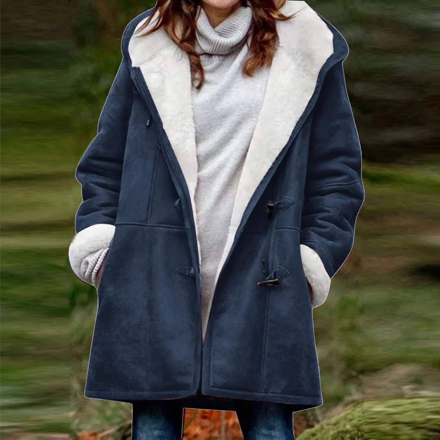 Sherpa Jacket for Women 2024 Winter Warm Coat Fleece Lined Coat Mid Length Winter Jacket Plus Size Sherpa Outwear
