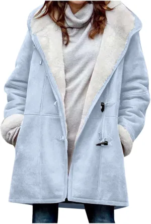 Sherpa Jacket for Women 2024 Winter Warm Coat Fleece Lined Coat Mid Length Winter Jacket Plus Size Sherpa Outwear