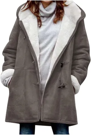 Sherpa Jacket for Women 2024 Winter Warm Coat Fleece Lined Coat Mid Length Winter Jacket Plus Size Sherpa Outwear