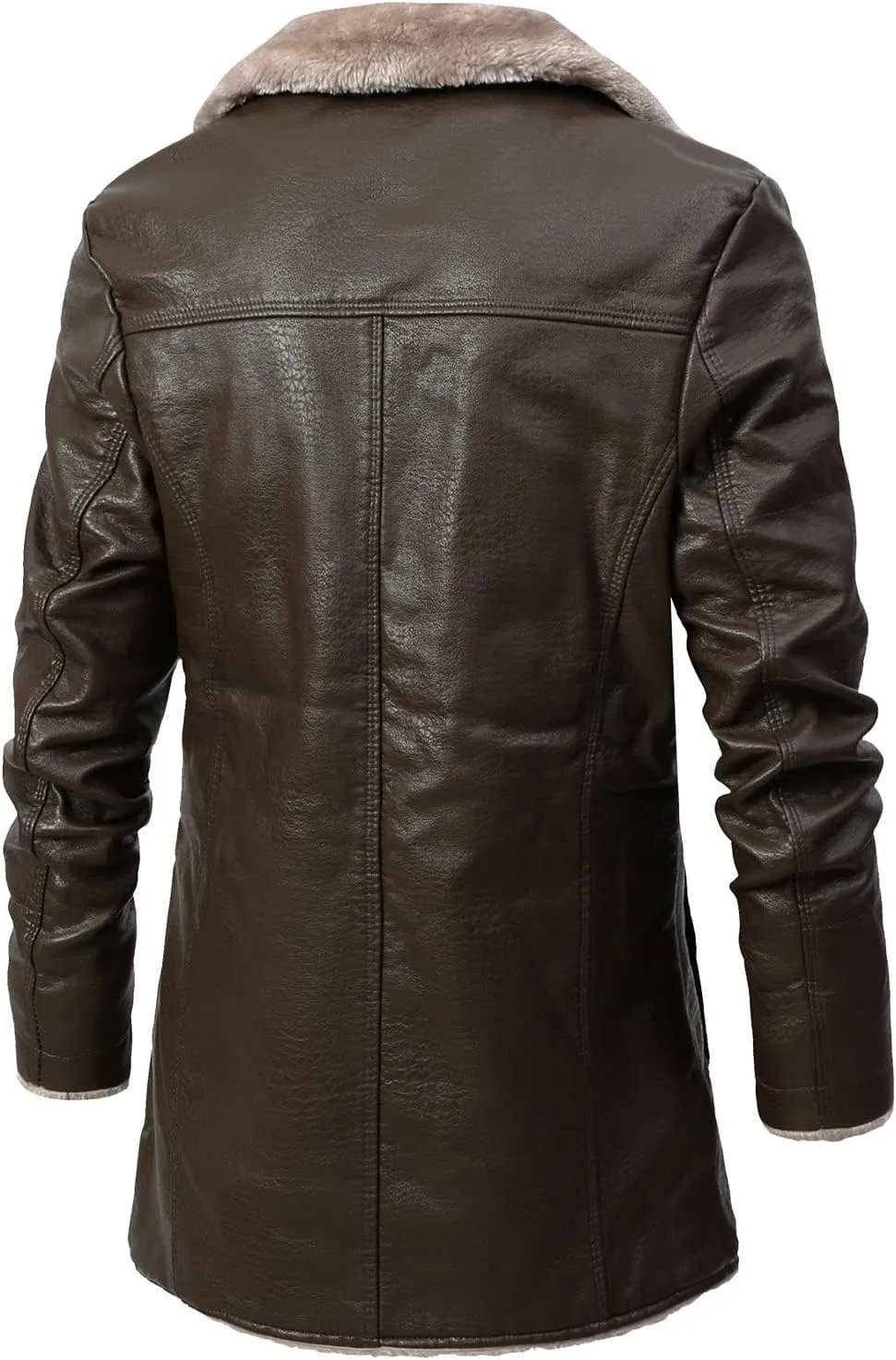 Sherpa Lined Leather Jacket Men Suede Sherpa Shearling Faux Fur Leather Coat Sheepskin Winter Coat Fur Collar Jacket