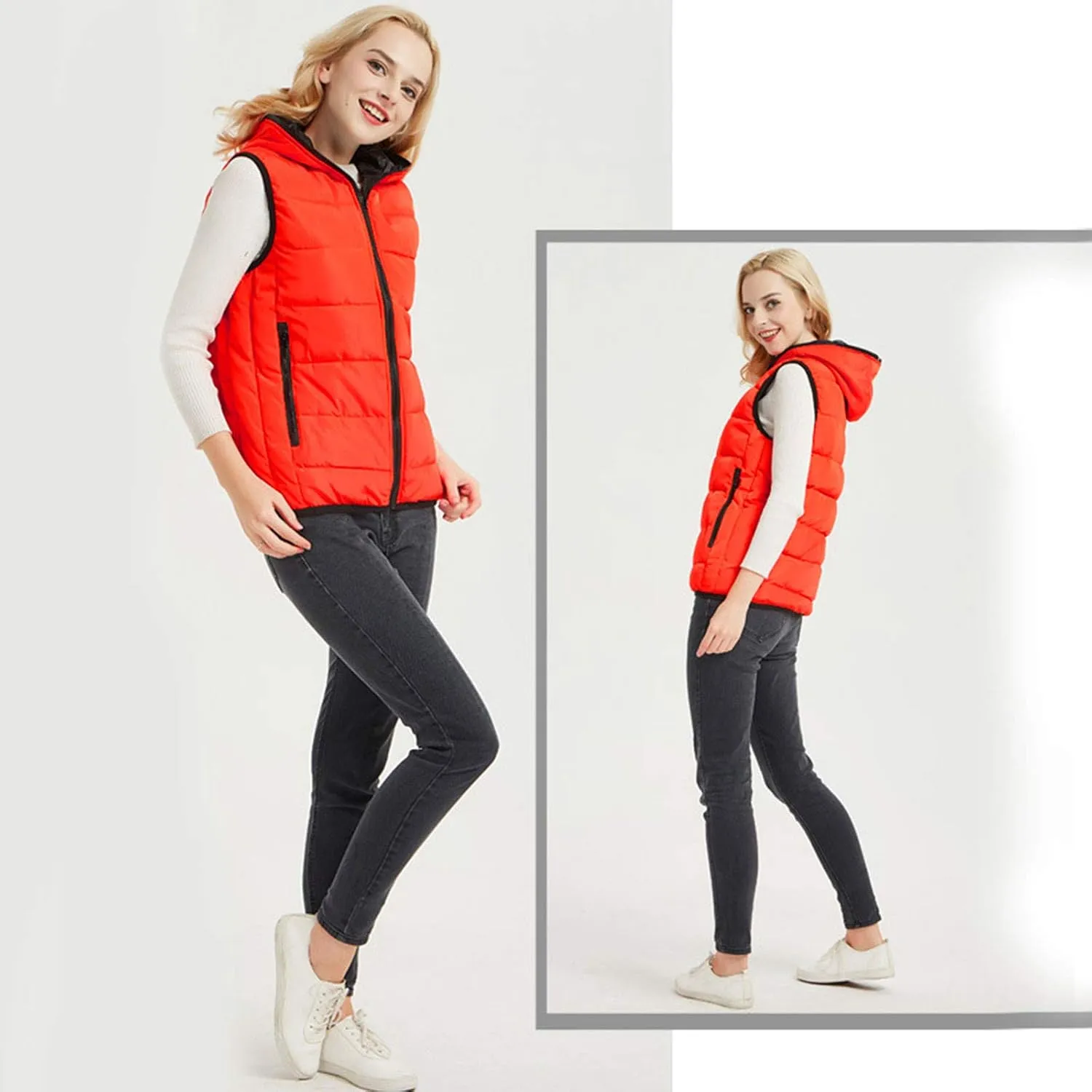 SHOPESSA Mens Down Vest with Hood Warm Puffer Jacket Quilted Short Coat Winter Coats for Men Plus Size Travel Outfits