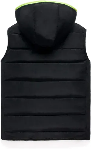 SHOPESSA Mens Down Vest with Hood Warm Puffer Jacket Quilted Short Coat Winter Coats for Men Plus Size Travel Outfits